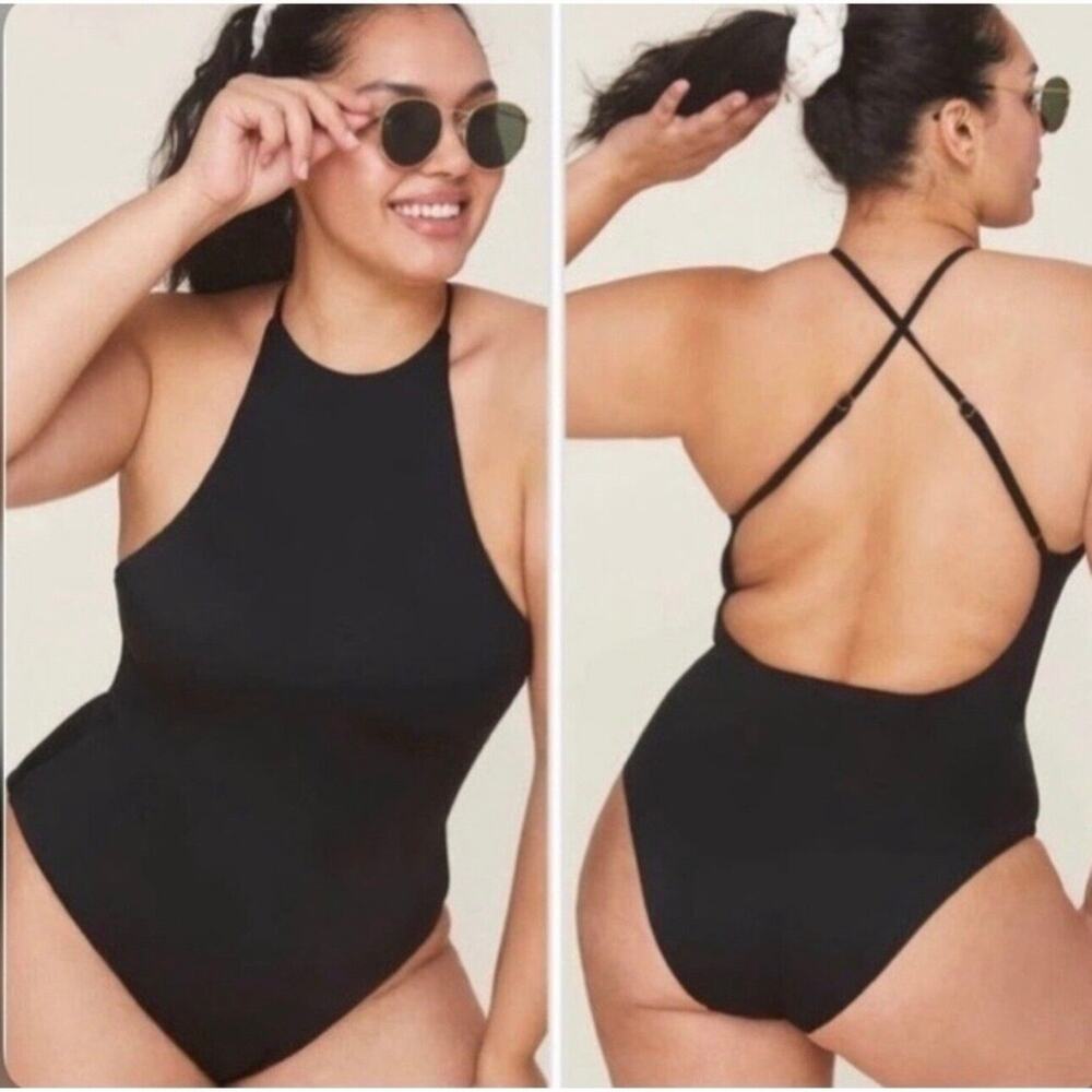 Andie Black High-Neck One-Piece Swimsuit